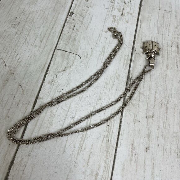 Ladybug Charm Pendant Necklace-925 Sterling Silver Thailand -On 30” Chain - Picture 3 of 7